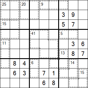 An empty killer Sudoku puzzle grid.