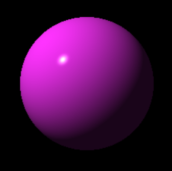 First image from the raytracer: A single, shiny sphere.
