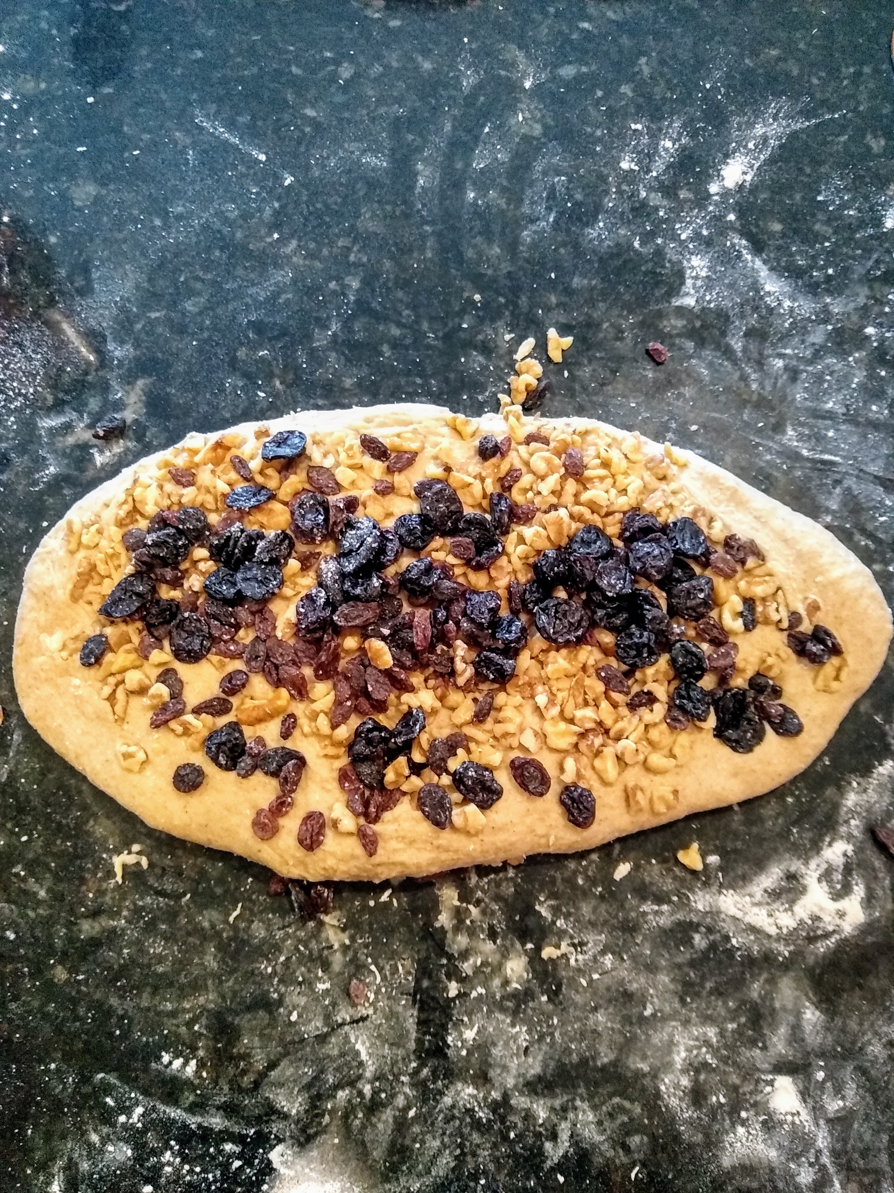 Artos bread dough with fruits and nuts