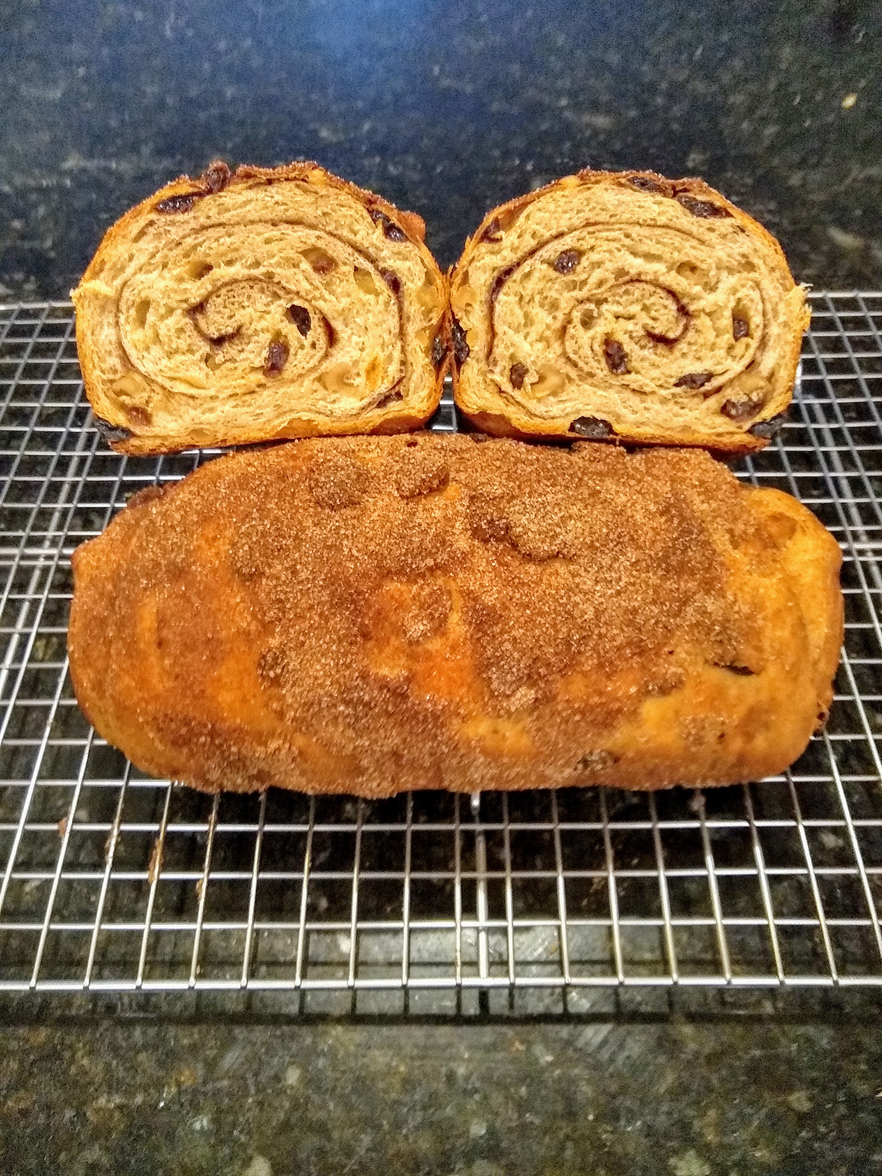 Completed cinnamon bread with swirl