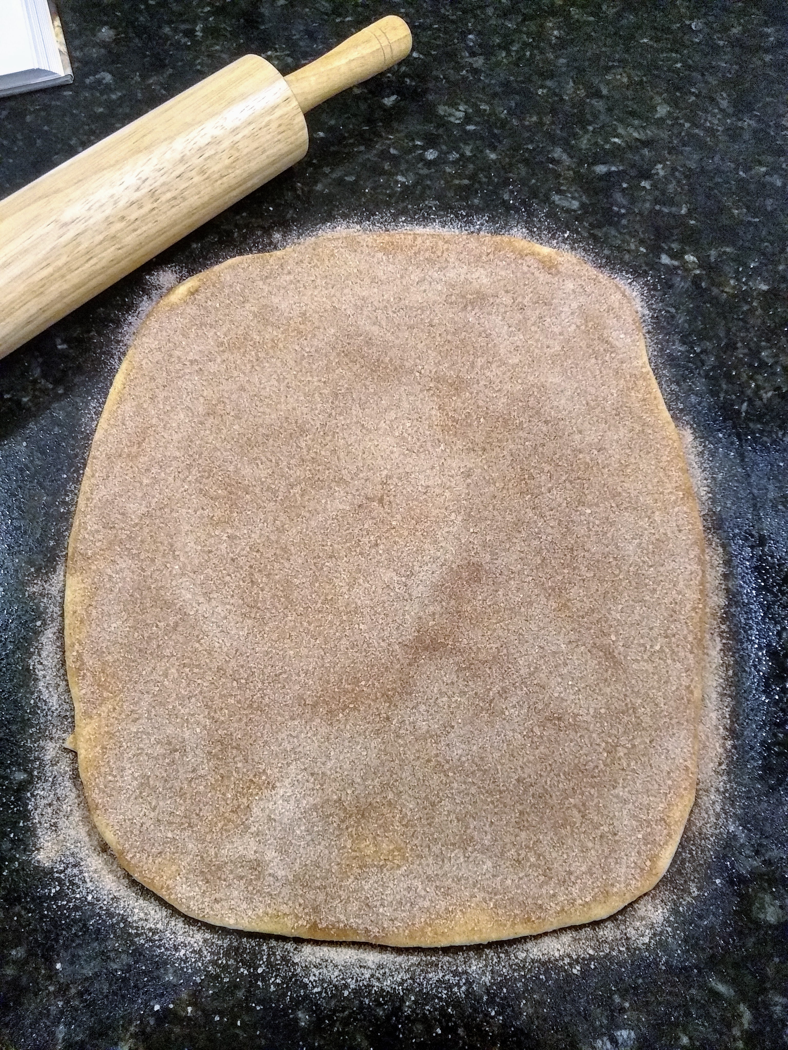 Cinnamon bun dough with cinnamon sugar