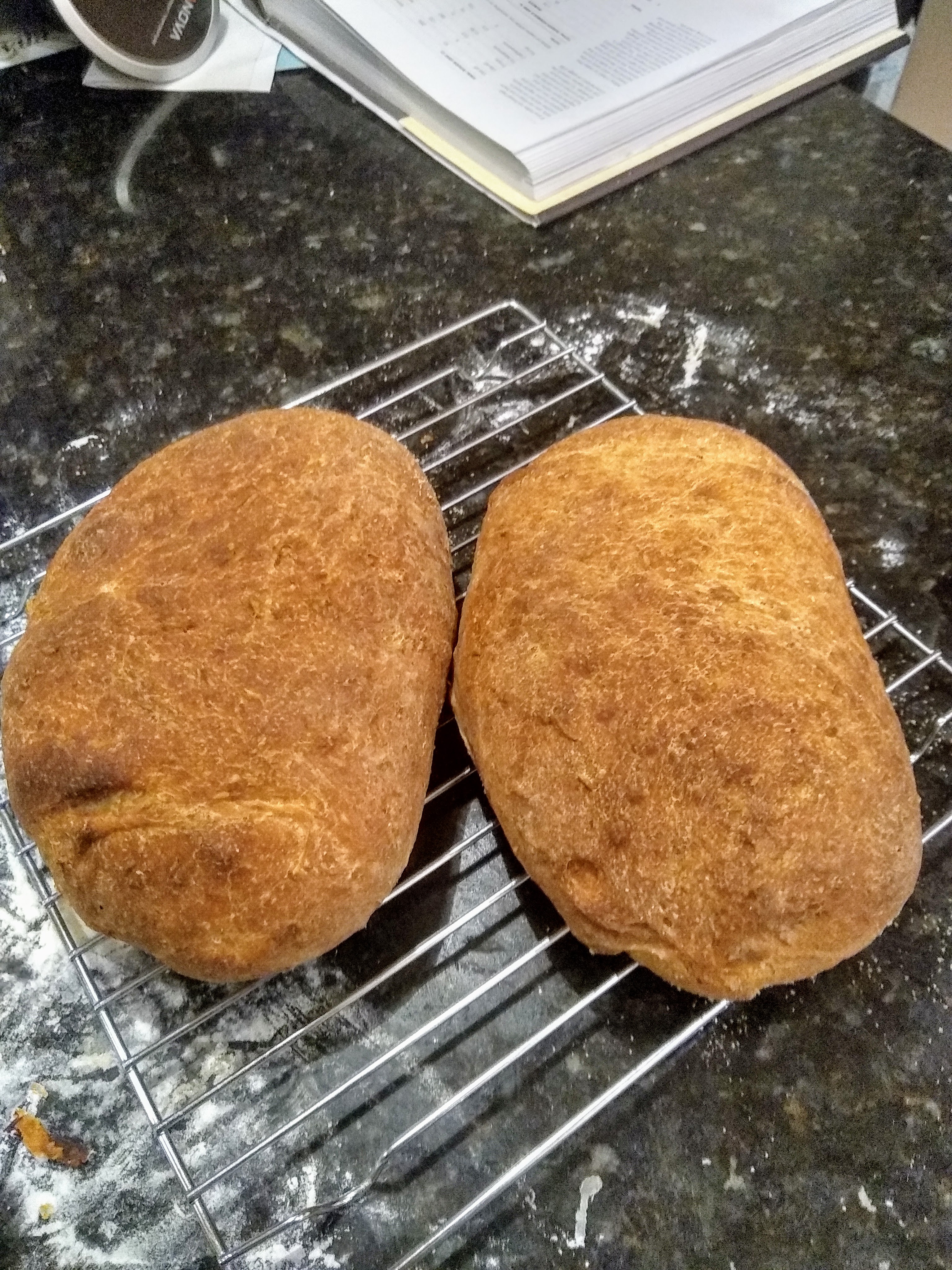 Finished rye sourdough loaves.
