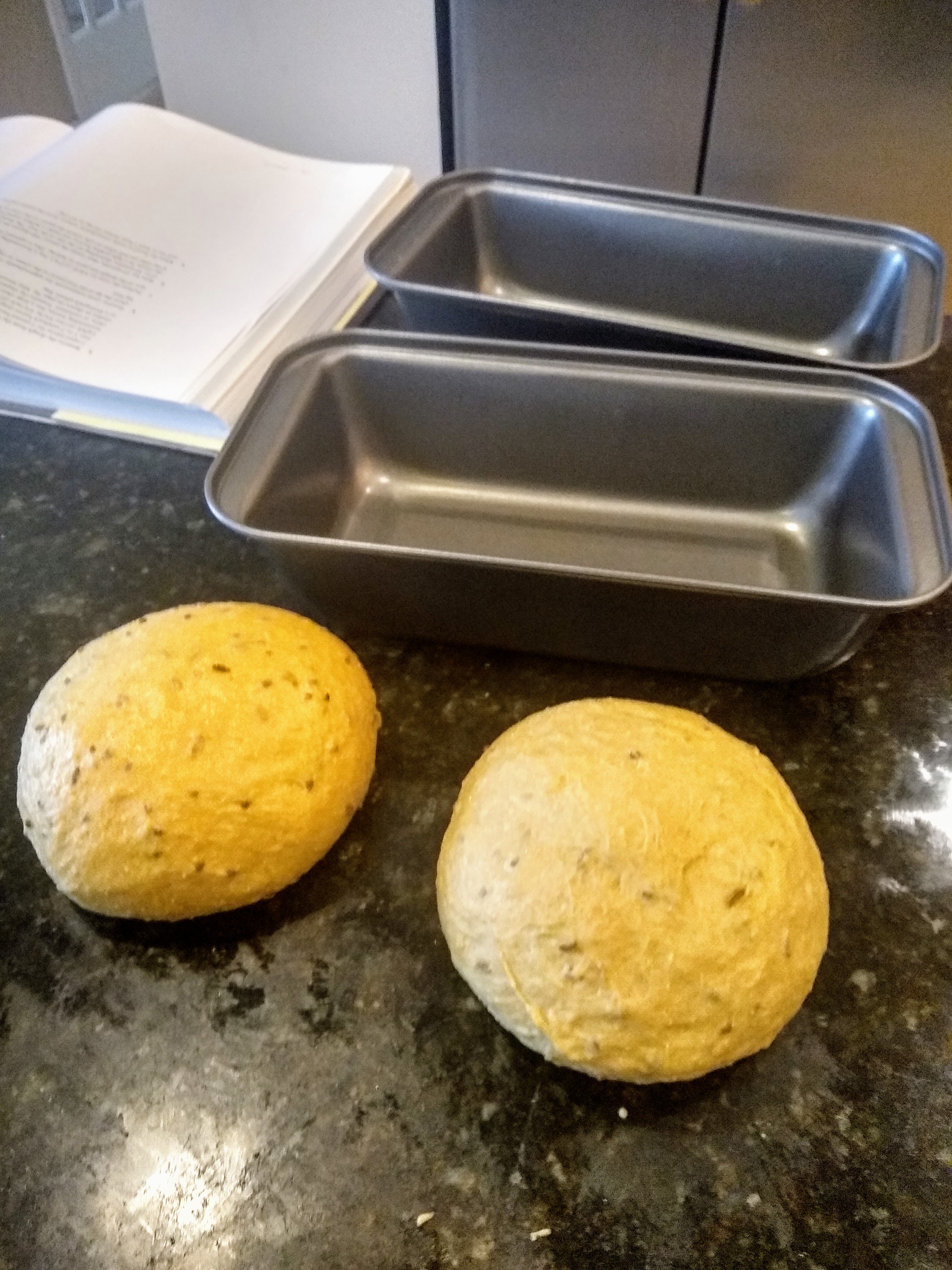 Two balls of Swedish rye dough