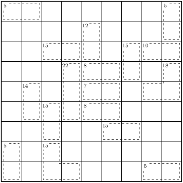 A picture of an empty killer sudoku grid